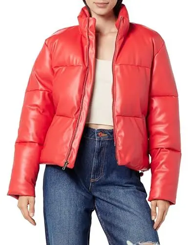 Produktbild: The Drop Pufferjacke für Damen, Priscilla Veganes Leder, Feuerrot, M