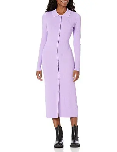 Produktbild: The Drop Ripp-Pulloverkleid für Damen, Jaxon Knopfleiste, Lavendula, Größe S