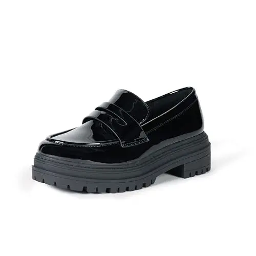 Produktbild: The Drop Ryan Slipper mit Lug-Sohle Halbschuhe, Schwarzes Lack, 38.5 EU
