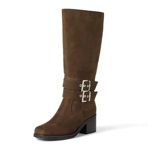 Produktbild: The Drop Sage Tall with Buckles Biker Boots, Braunes Microsuede, 38 EU