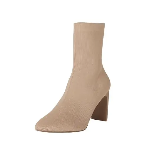 Produktbild: The Drop Schlupf-Stiefelette für Damen, Jane Hoher Absatz, Taupe-Strick, 41 EU