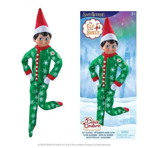 Produktbild: The Elf on the Shelf® Claus Couture® Onesie | Einteiliger Schlafanzug mit Schneeflockenmuster | Scout Elf Outfit