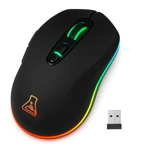 Produktbild: The G-LAB - Kult Krypton - Kabellose Gaming-Maus, 6400 DPI - Wireless Maus Bluetooth & 2.4 GHz, RGB, Wiederaufladbare Batterie, 7 Tasten, Leicht, Beidhändig - Schwarz - Neu