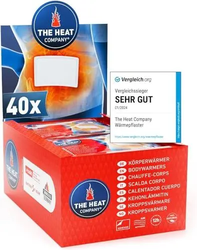 Produktbild: THE HEAT COMPANY Bodywärmer - 40 Stück - Wärmepflaster Rücken & Nacken - EXTRA WARM - Körperwärmer - Rückenwärmer - 12 Stunden wohlige Wärme - luftaktiviert - rein natürlich