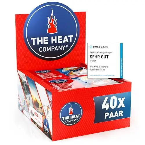 Produktbild: The Heat Company Handwärmer - 40 Paar - EXTRA WARM - Taschenwärmer Wärmepads - Fingerwärmer: 12 Stunden warme Hände - luftaktiviert