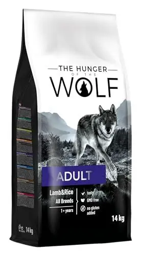 Produktbild: The Hunger of the Wolf Hundefutter für ausgewachsene Hunde aller Rassen, Fein zubereitetes Trockenfutter mit Lamm und Reis - 14 kg