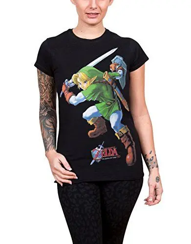 Produktbild: The Legend of Zelda Damen Nintendo Legend Zelda Women's Link Ocarina of Time Print T-Shirt, Schwarz, X-Large