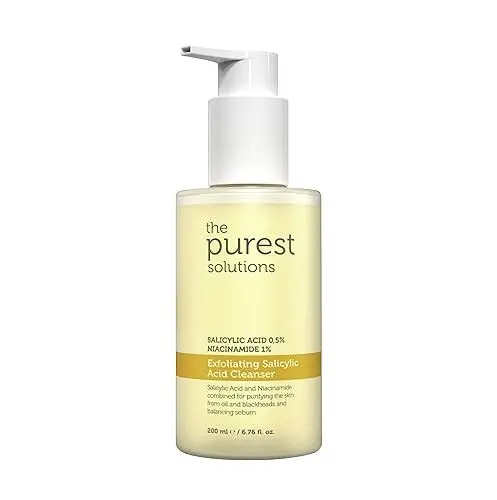 Produktbild: The Purest Solutions Exfolierende Salicylsäure Reiniger - Gesichtsreiniger (0,5% Salicylsäure & 1% Niacinamide) - Für fettige Haut/Mischhaut - Reduziert Pickel und Akne-Neigung - Vegan (200 ml)