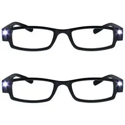 Produktbild: The Reading Glasses CompanyDie Lesebrille Unternehmen 2er-Pack Beleuchtet LED Nachtzeit Licht Leser Herren Damen Schwarz LL1-1 +1,50