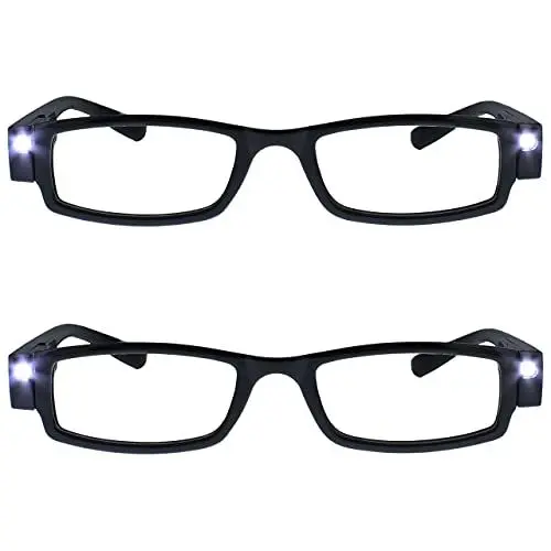 Produktbild: The Reading Glasses CompanyDie Lesebrille Unternehmen 2er-Pack Beleuchtet LED Nachtzeit Licht Leser Herren Damen Schwarz LL1-1 +1,50