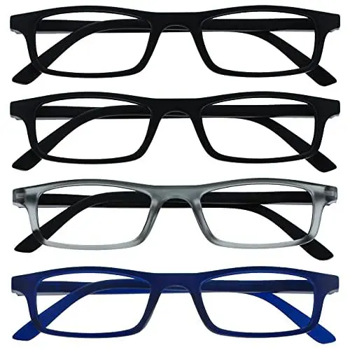 Produktbild: The Reading Glasses Company Die Lesebrille Unternehmen Schwarz Matt Grau Marineblau Leser Wert 4er-Pack Herren Damen Federscharniere RRRR17-1173 +1,50