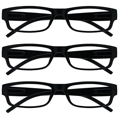 Produktbild: The Reading Glasses Company Die Lesebrille Unternehmen Schwarz Leicht Komfortables Leser Wert 3er-Pack Designer Stil Herren Frauen UVR3PK032 +3,00