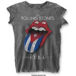 Produktbild: The Rolling Stones Damen Havana Cuba (Burn Out) T-Shirt, Grau (Grey Grey), 34 (Herstellergröße: Small)
