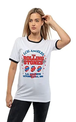 Produktbild: The Rolling Stones T Shirt American LA Tour Nue offiziell Unisex Weiß Ringer L