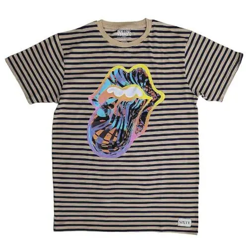 Produktbild: The Rolling Stones T Shirt Cyberdelic Striped Band Logo Nue offiziell Unisex S