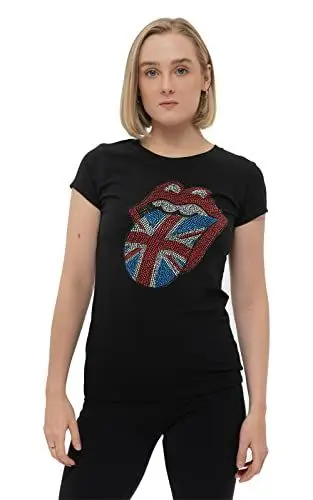 Produktbild: The Rolling Stones T Shirt Diamante Union Jack offiziell Damen Skinny Fit M