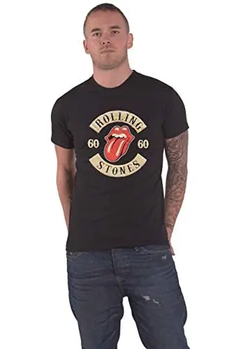 Produktbild: The Rolling Stones T Shirt Sixty Biker Tongue Logo Nue offiziell Herren Schwarz, L