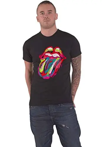 Produktbild: The Rolling Stones T Shirt Sixty Brushstroke Tongue Nue offiziell Herren Schwarz, XXL