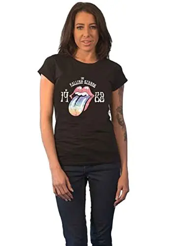 Produktbild: The Rolling Stones T Shirt Sixty Rainbow Tongue 62 Puff Print Damen Skinny Fit S