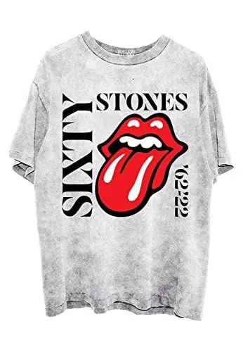 Produktbild: The Rolling Stones T Shirt Sixty Vertical Logo Nue offiziell Unisex Grau Dye XXL