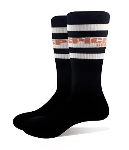 Produktbild: The Spice Girls Unisex Socken Logo & Stripes Offiziell - Schwarz, Größe UK 7-11 (EUR 41-45), 6 Paar