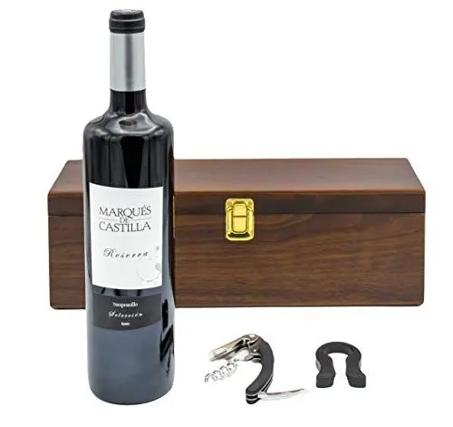Produktbild: The Wine Guys Geschenkset Weinset in Holzkiste mit 1 Flasche Marques de Castilla Reserva, 1er Pack (1 x 750 ml)