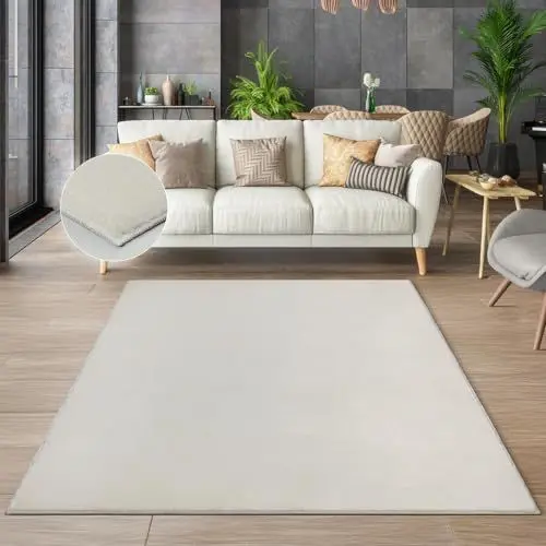 Produktbild: the carpet Cosy kuschelig Warmer Fellteppich, weich und elegant, waschbar und Fußbodenheizung geeignet, Öko-Tex Zertifiziert, Creme, 240 x 340 cm