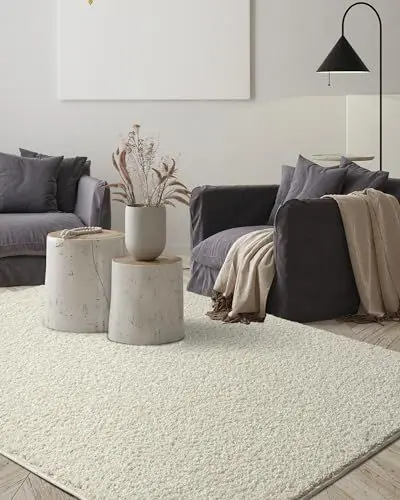Produktbild: the carpet Foxy Shaggy Teppich - Hochflor Teppich Wohnzimmer & Schlafzimmer - Waschbar & rutschfest - Creme 160 x 230 cm