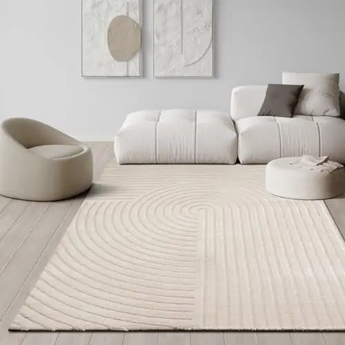Produktbild: the carpet Knight Luxuriöser Wohnzimmerteppich mit Soft-Touch-Kurzflor, 3-D Effekt und Raffinierten Glanzdetails in Hoch-Tief Struktur, Beige, 160 x 230 cm