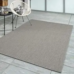 Produktbild: the carpet Mistra - robuster Teppich, modern, langlebig und pflegeleicht, In- und Outdoor, Wohnzimmer, ideal für Küche, Flur und Wintergarten, flachgewebt, Grau, 140 x 200 cm