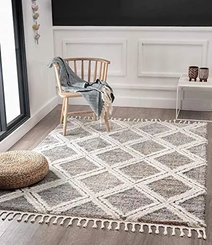 Produktbild: the carpet Vera Handmade-Look, Super Weicher Wohnzimmer Teppich, 3D Effekt, Hochflor, Langflor, Skandinavisch, Rauten Muster, Grau, 160 x 230 cm