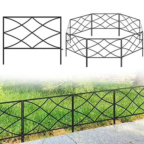 Produktbild: Thealyn Dekorative Gartenzaun Metall Zaun Grenze 40cm (H) x 2.8m (L) Panels No Dig Fence Landschaft für Blumenbeet Hof Hunde Tier Barriere (schwarz)