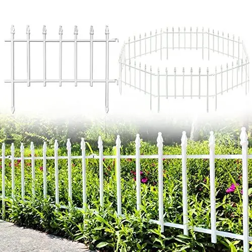 Produktbild: Thealyn Metall Dekorativer Gartenzaun 57cm Breit x 45cm Hoch (5 Paneele, Gesamtlänge 2,8m) Zaunpaneel Grenze Faltbarer Zaun Landschaftszaun für Blumenbeet, Hof, Tier Barriere