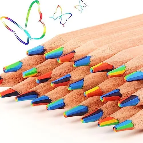 Produktbild: ThEast 10 Stück Regenbogen Buntstifte, 7 Farben in 1 Bleistifte für Kinder, zum Zeichnen von Buntstiften, zum Zeichnen von Schreibwaren, Bulk, vorgespitzt, einfache Boxverpackung