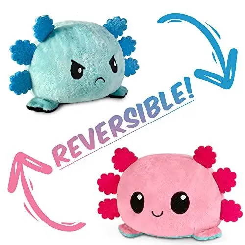 Produktbild: Thedttoy Axolotl Plüschspielzeug, Wende Kuscheltier Stimmungs Kawaii Moody Plüsch Spielzeug Niedliche Doppelseitige Plüschtier Spielzeug Geschenke für Kinder(Rosa und blau)