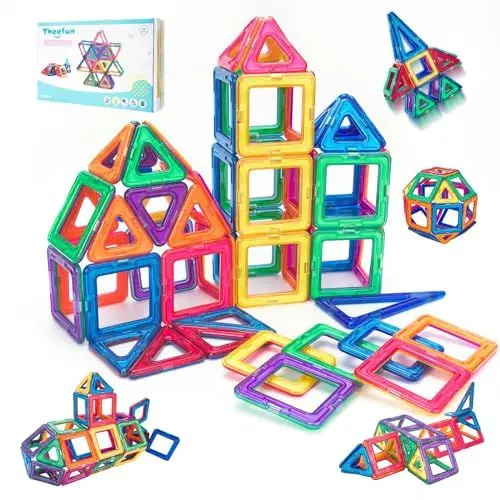 Produktbild: Theefun Magnetische Bausteine, 60 Teile Magnetbausteine Magnetspielzeug Magnet Spielzeug Magnetspiele für Kinder Geschenk Magnetic Bauklötze Kinderspielzeug Spielzeug ab 2 3 4 5 6 7 Jahre Junge