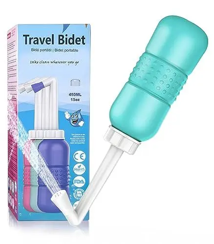 Produktbild: Thegreen Po Dusche Tragbares Bidet 450ml, 2-In-1Popodusche Mit Doppeldüse Einfach Zu Bedienen Und Zu Reinigen, Po Dusche Persönliche Hygiene, Reisen Und Postpartale Pflege, Badradio Portable (Green)