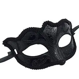 Produktbild: thematys Elegante Venezianische Maske Schwarz – Verführerisches Damen Accessoire für Maskerade, Karneval, Halloween