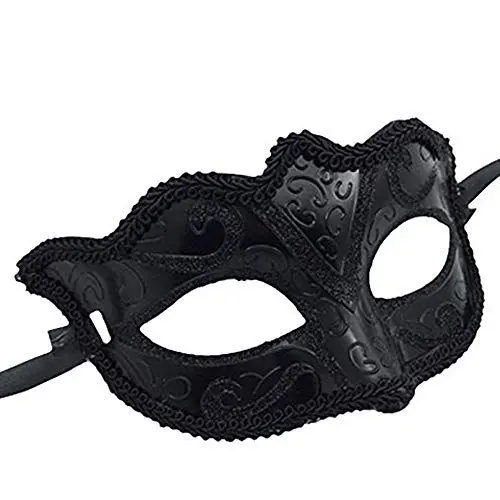 Produktbild: thematys Elegante Venezianische Maske Schwarz – Verführerisches Damen Accessoire für Maskerade, Karneval, Halloween