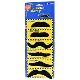 Produktbild: thematys Selbstklebende Falsche Schnurrbärte – Vielfältige Schnauzer-Styles für Kostüme, Karneval & Partys, Unisex, für Kinder & Erwachsene, Schwarz & Bunt