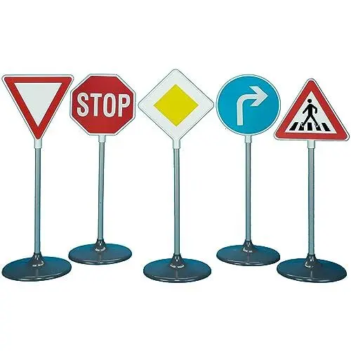 Produktbild: Theo Klein 2980 Verkehrszeichen-Set 5-teilig I Übungszeichen für Verkehrserziehung Kleiner Rad- und Rollerfahrer/innen I Höhe der Verkehrszeichen: ca. 73 cm I Spielzeug für Kinder ab 3 Jahren
