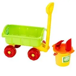 Produktbild: Theo Klein 7619 KLEIN goes Bio Bollerwagen mit Eimer Set | Bollerwagen aus Biokunststoff | Inkl. Eimer, Rechen, Schaufel und Sieb | Spielzeug für Kinder ab 1 Jahr, 68 x 21 x 23cm