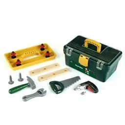 Produktbild: Theo Klein 8305 Bosch Werkzeugbox I Mit batteriebetriebenem Akkuschrauber Ixolino und zahlreichem Zubehör wie Hammer, Säge, Rollgabelschlüssel I Maße: 32 cm x 20,5 cm x 15 cm