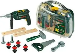 Produktbild: Theo Klein 8416 Bosch Werkzeugkoffer, groß | 16-teiliges Werkzeug-Set | Inkl. batteriebetriebenem Bohrer mit Licht und Sound | Maße: 32 cm x 8 cm x 29 cm | Spielzeug für Kinder ab 3 Jahren