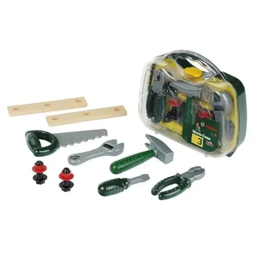 Produktbild: Theo Klein 8465 Bosch Werkzeugkoffer, mittel I Umfangreiches Werkbank-Zubehör wie Hammer, Säge, Zange u.v.m. im robusten Koffer I Maße: 27 cm x 9,5 cm x 23 cm I Spielzeug für Kinder ab 3 Jahren