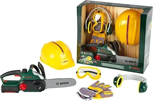 Produktbild: Theo Klein 8532 Bosch Kettensäge mit Zubehör | Batteriebetriebene Säge mit Sound- und Lichtfunktion | Inkl. Arbeitsschutzzubehör | Spielzeug für Kinder ab 3 Jahren