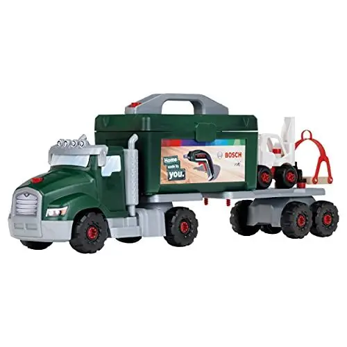 Produktbild: Theo Klein 8640 Bosch Schraubtruck Spiel-Set mit Ixolino I Konstruktions-Spielzeug mit Werkzeug, Gabelstapler und Kran I Maße: 70 cm x 13,83 cm x 22,25 cm I Spielzeug für Kinder ab 3 Jahren