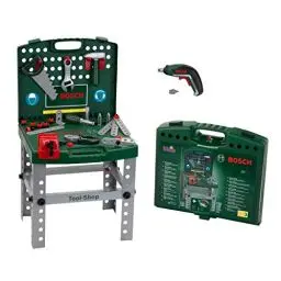 Produktbild: Theo Klein 8676 Bosch Tool Shop | Mit batteriebetriebenem Bosch Akkuschrauber Ixolino | Zusammenklappbar und leicht transportabel | Maße: 41,5 cm x 8,5 cm 76,5 cm | Spielzeug für Kinder ab 3 Jahren