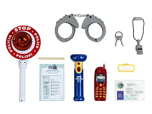 Produktbild: Theo Klein 8850 Polizei-Set | Besteht aus 10 Teilen | Inklusive batteriebetriebener Taschenlampe und Polizeikelle mit Licht | Verpackungsmaße: 40 cm x 32 cm x 4,5 | Spielzeug für Kinder ab 3 Jahren