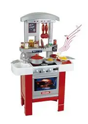 Produktbild: Theo Klein 9106 Miele Küche Starter I Beidseitig bespielbare Spielküche mit Zubehör und Geschirr I Kochplatte mit Sound I Maße: 27 cm x 57 cm x 90 cm I Spielzeug für Kinder ab 3 Jahren